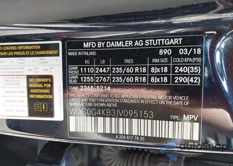 2018 Mercedes-Benz Glc 300 4Matic from USA, damaged, VIN WDC0G4KB3JV095153